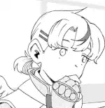 a mangacap of a panel showing the character koharu from a side profile view